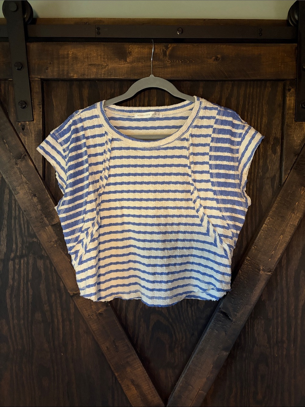 Altar'd State Blue and White Striped Knit Top- Large